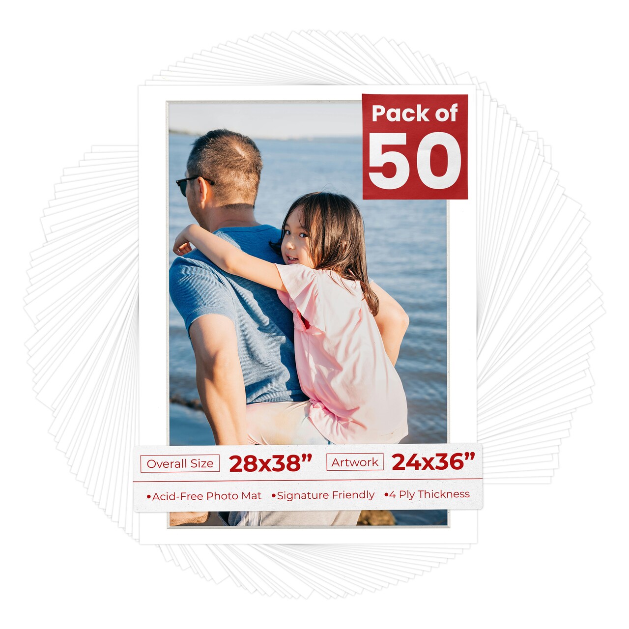 Textured White Mat Board for 28x38 Frames - Fits 24x36 Photos